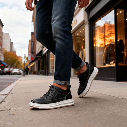 CALIANO — Textured Leather Sneakers