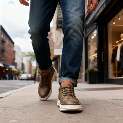 CALIANO — Textured Leather Sneakers