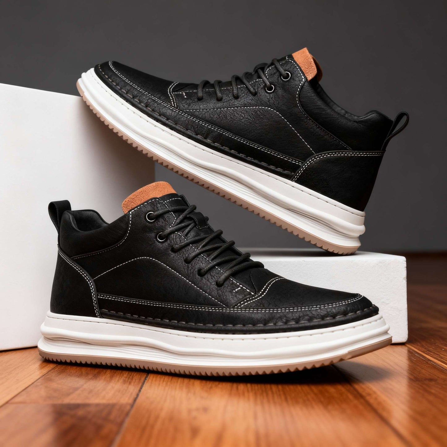 CALIANO — Textured Leather Sneakers