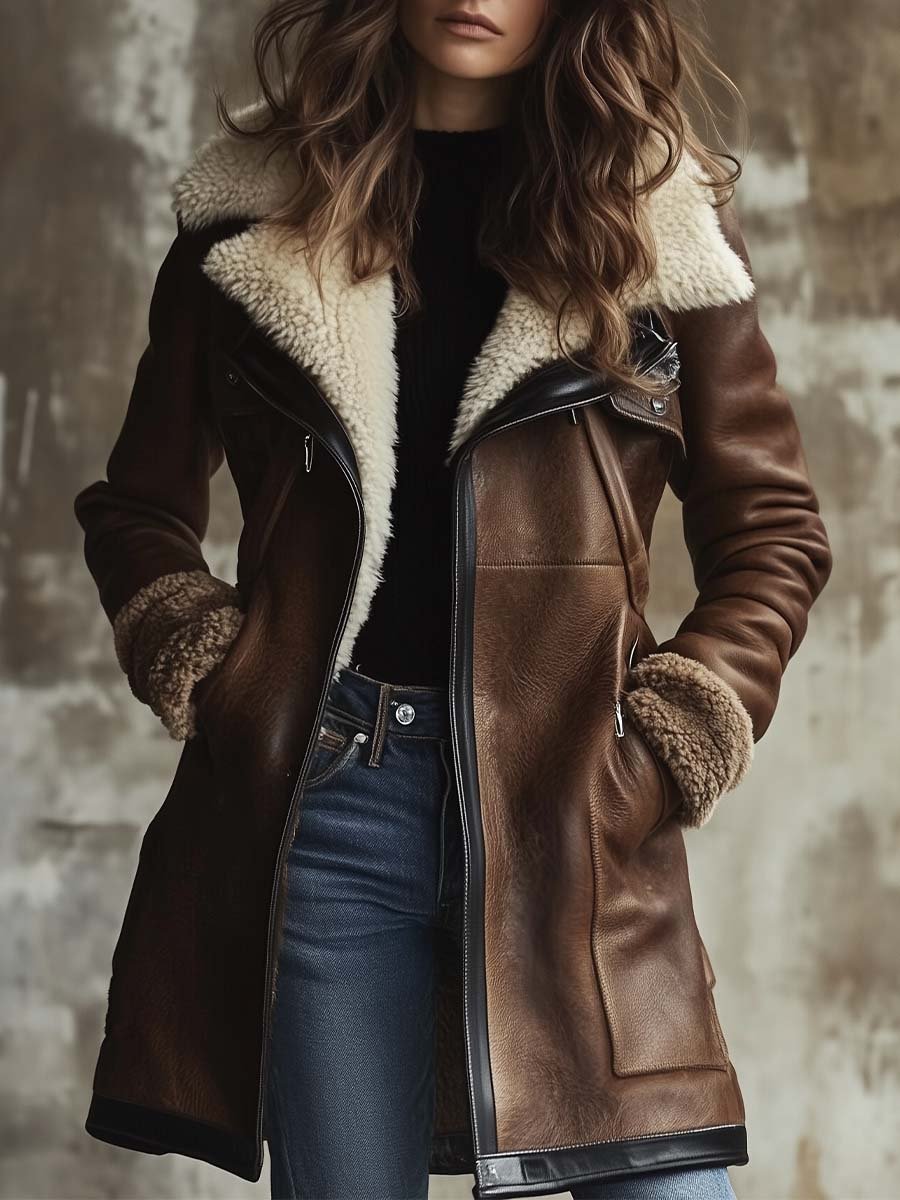 Lumière Noir — Vintage Lambskin Elegance Coat