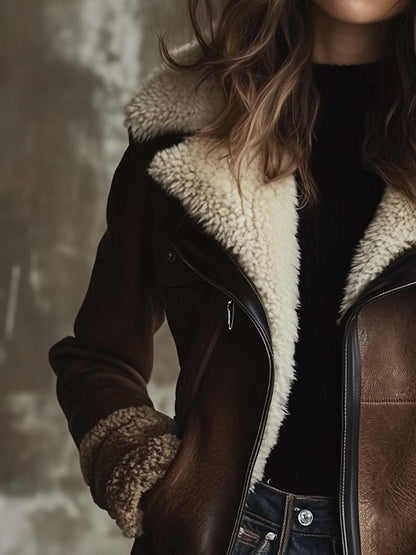Lumière Noir — Vintage Lambskin Elegance Coat