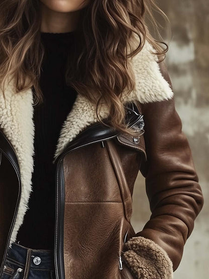 Lumière Noir — Vintage Lambskin Elegance Coat