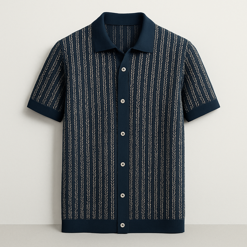 ALVARO — Organic Cotton Blend Herringbone Button-Down Shirt