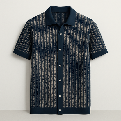 ALVARO — Organic Cotton Blend Herringbone Button-Down Shirt