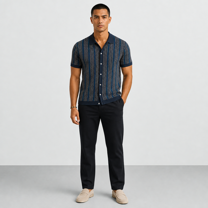 ALVARO — Organic Cotton Blend Herringbone Button-Down Shirt