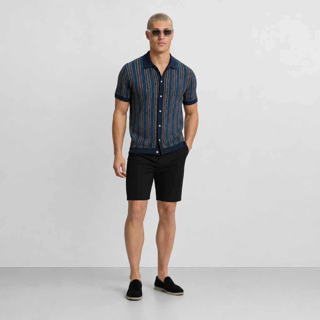 ALVARO — Organic Cotton Blend Herringbone Button-Down Shirt