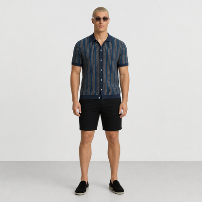 ALVARO — Organic Cotton Blend Herringbone Button-Down Shirt