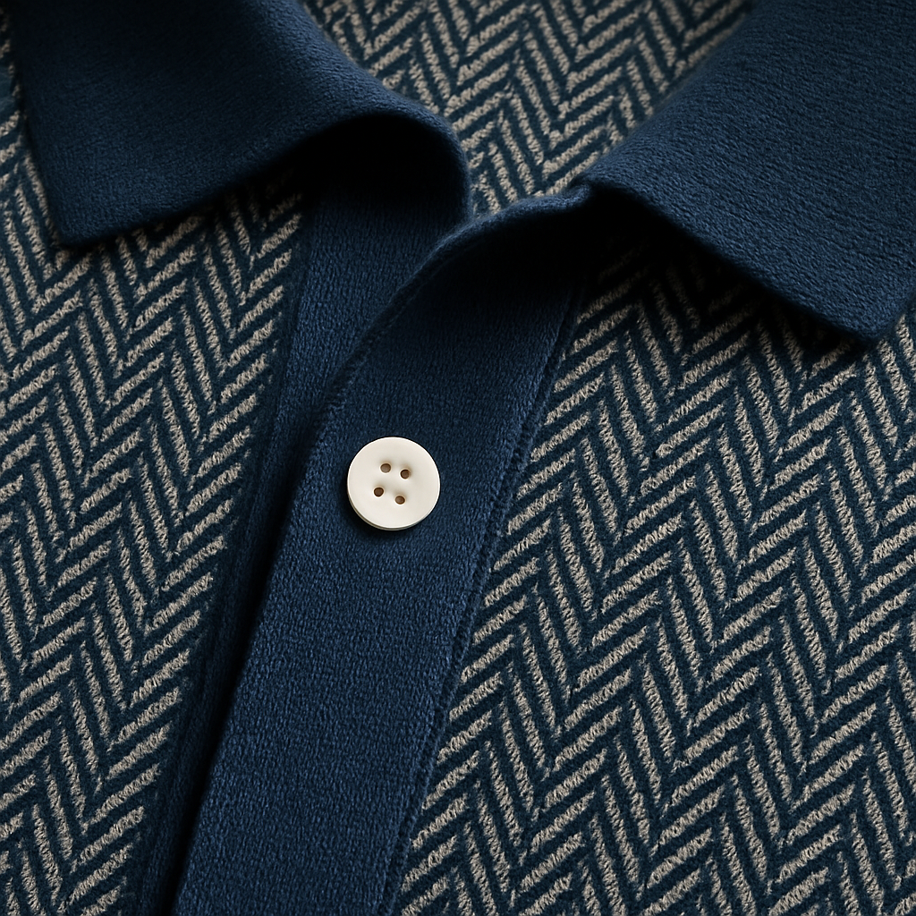 ALVARO — Organic Cotton Blend Herringbone Button-Down Shirt