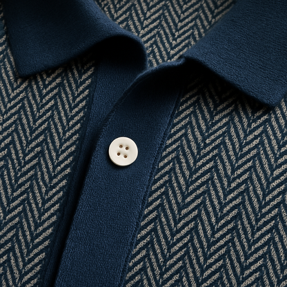 ALVARO — Organic Cotton Blend Herringbone Button-Down Shirt