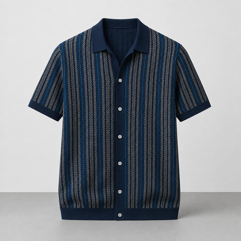 ALVARO — Organic Cotton Blend Herringbone Button-Down Shirt