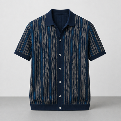 ALVARO — Organic Cotton Blend Herringbone Button-Down Shirt