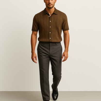 ALVARO — Organic Cotton Blend Herringbone Button-Down Shirt