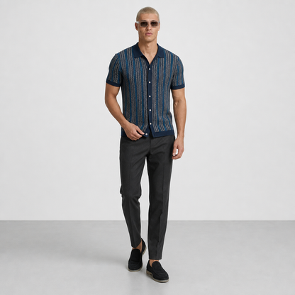 ALVARO — Organic Cotton Blend Herringbone Button-Down Shirt