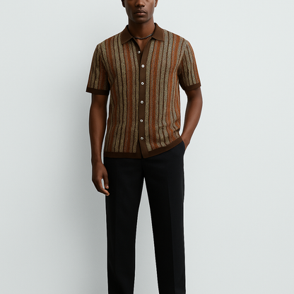 ALVARO — Organic Cotton Blend Herringbone Button-Down Shirt
