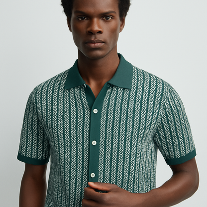ALVARO — Organic Cotton Blend Herringbone Button-Down Shirt