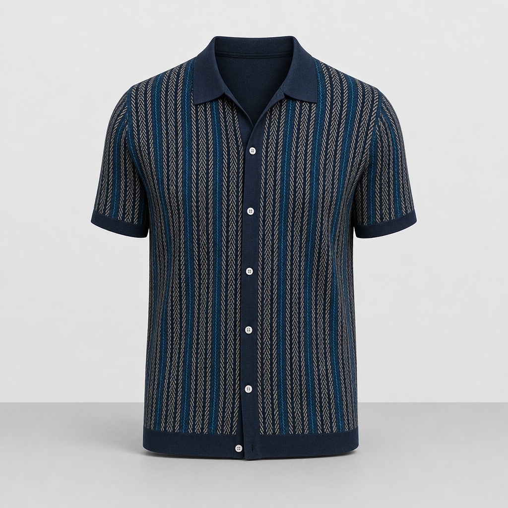ALVARO — Organic Cotton Blend Herringbone Button-Down Shirt