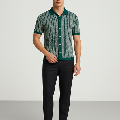 ALVARO — Organic Cotton Blend Herringbone Button-Down Shirt